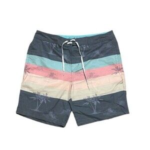 Goodfellow & Co Swim Trunks board shorts gray pink blue 34 summer surf beach